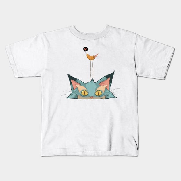 Cat&tweet Kids T-Shirt by Isaac Malakkai